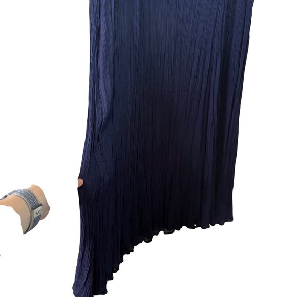 NWT Woman Within Crinkle Cotton Navy Blue Maxi Length Dress Coverup Size 14/16 - Picture 7 of 9